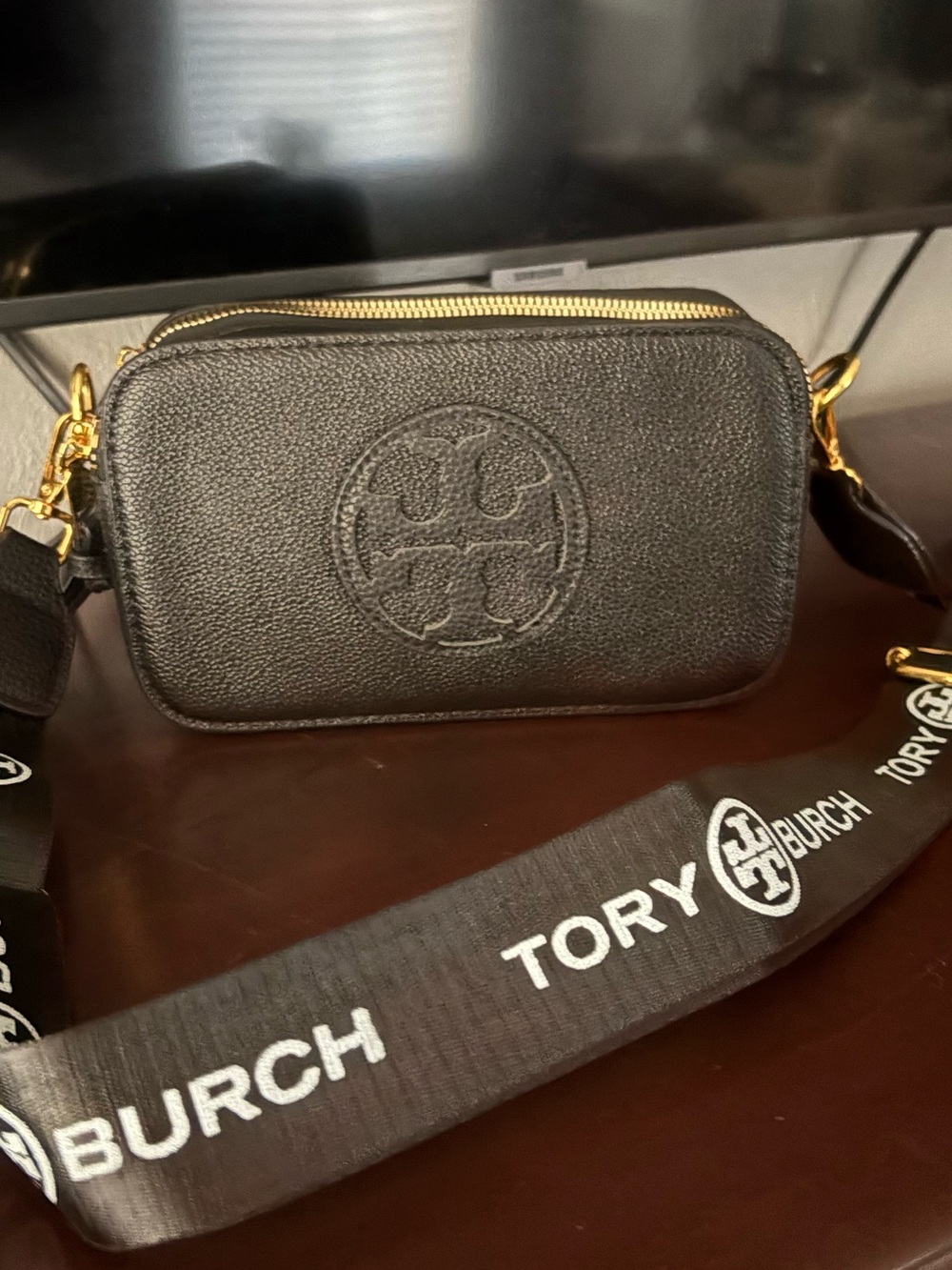 Tory Burch Black Pebbled Leather Crossbody